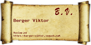 Berger Viktor névjegykártya